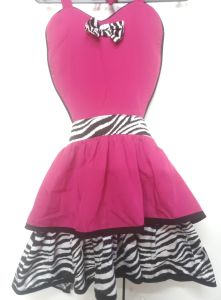Kids Costumes to Hire - Pink & zebra print apron 